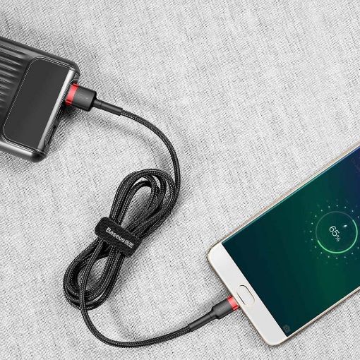 Εικόνα της Καλώδιο Baseus Cafule USB-A to Micro USB Braided 2.4A 1m Black/Red CAMKLF-B91