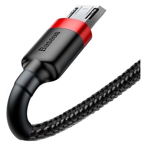 Εικόνα της Καλώδιο Baseus Cafule USB-A to Micro USB Braided 2.4A 1m Black/Red CAMKLF-B91