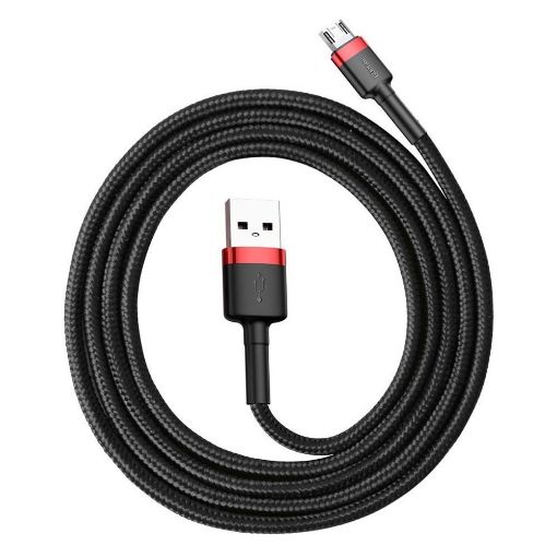 Εικόνα της Καλώδιο Baseus Cafule USB-A to Micro USB Braided 2.4A 1m Black/Red CAMKLF-B91
