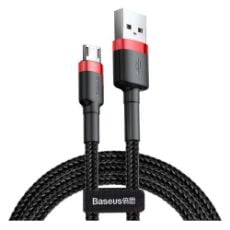 Εικόνα της Καλώδιο Baseus Cafule USB-A to Micro USB Braided 2.4A 1m Black/Red CAMKLF-B91