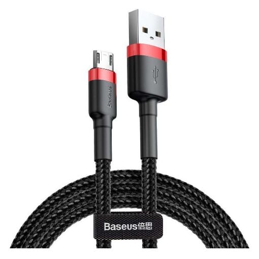 Εικόνα της Καλώδιο Baseus Cafule USB-A to Micro USB Braided 2.4A 1m Black/Red CAMKLF-B91