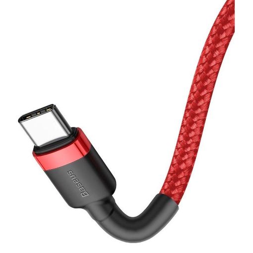 Εικόνα της Καλώδιο Baseus Cafule USB-C to USB-C Braided 60W 2m Red/Black CATKLF-H09