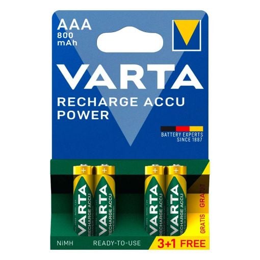 Εικόνα της Μπαταρίες Επαναφορτιζόμενες AAA 1.2V Varta Ready To Use 800mAh Ni-MH 4 Τεμ 56703