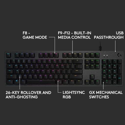 Εικόνα της Πληκτρολόγιο Logitech G512 RGB Mechanical GX Brown Switch Tactile Carbon 920-009352