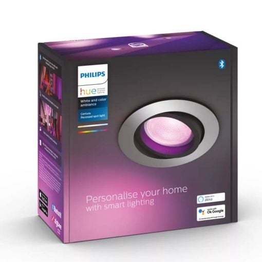 Εικόνα της Χωνευτό Σποτ Philips Hue Centura White and Color Ambiance GU10 Aluminium 929003047401