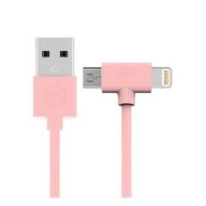 Εικόνα της Καλώδιο WK AXE 2in1 USB-Α to Micro-USB & Lightning 1m Pink