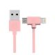 Εικόνα της Καλώδιο WK AXE 2in1 USB-Α to Micro-USB & Lightning 1m Pink