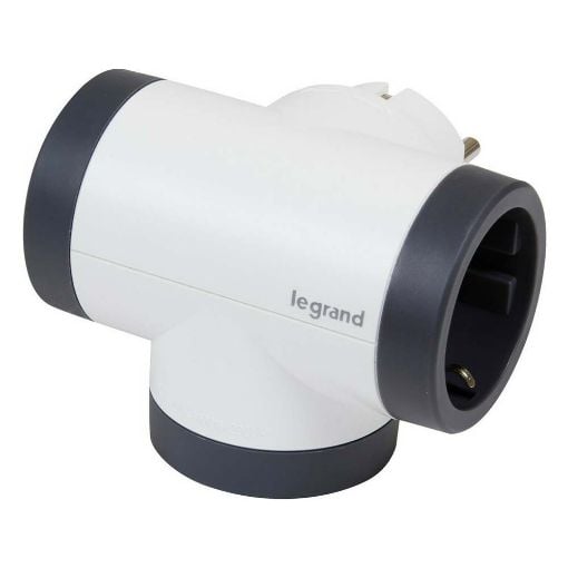 Εικόνα της Πολύπριζο Legrand 3 Θέσεων Rotating White/Dark Grey 694521