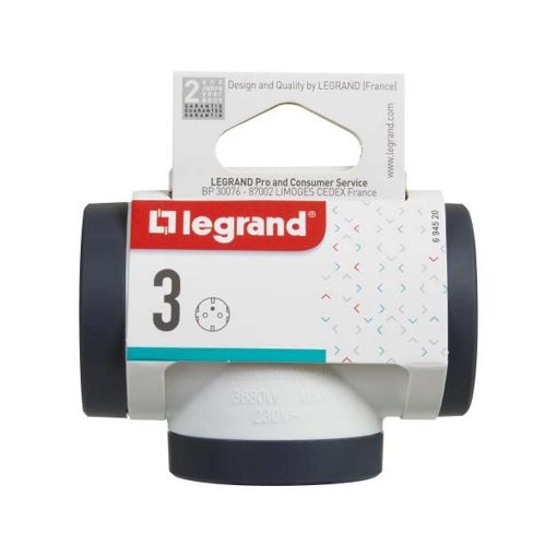 Εικόνα της Πολύπριζο Legrand 3 Θέσεων White/Dark Grey 694520
