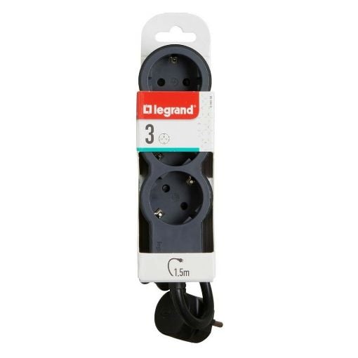 Εικόνα της Πολύπριζο Legrand 3 Θέσεων 1.5m Black/Dark Grey 694550