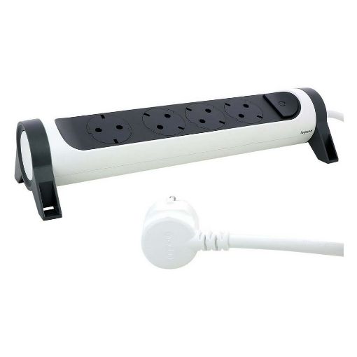 Εικόνα της Πολύπριζο Legrand 4 Θέσεων με Διακόπτη Rotating 3m White/Dark Grey 694536