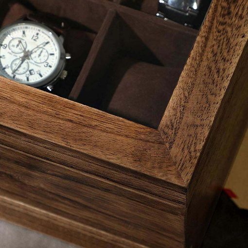 Εικόνα της Songmics Watch Box Rustic Walnut 19 x 27 x 12.5 cm JOW008K01