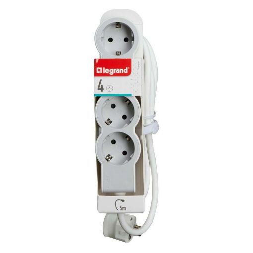 Εικόνα της Πολύπριζο Legrand 4 Θέσεων 5m White/Light Grey 694569