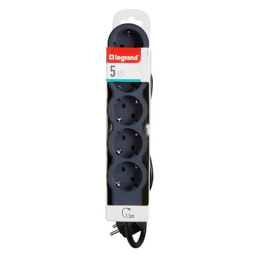 Εικόνα της Πολύπριζο Legrand 5 Θέσεων 1.5m Black/Dark Grey 694556