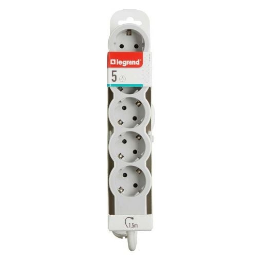 Εικόνα της Πολύπριζο Legrand 5 Θέσεων 1.5m White/Light Grey 694555