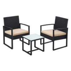 Εικόνα της Songmics Σετ Έπιπλα Μπαλκονιού Lounge PE Polyrattan Black GGF010M05