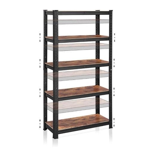 Εικόνα της Songmics Ραφιέρα Dexion Vintage με 5 Ράφια 150 x 75 x 30 cm Black/Brown GLR030B01