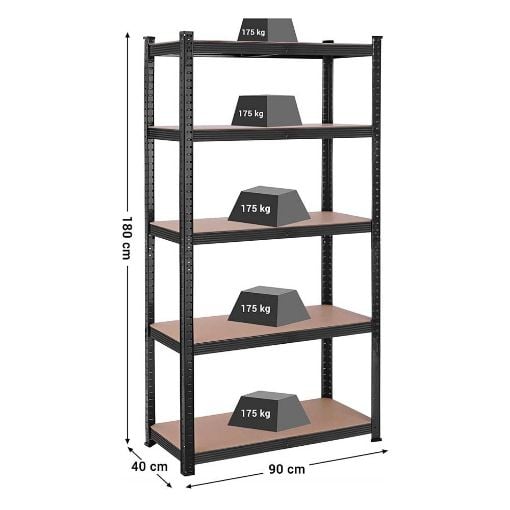 Εικόνα της Songmics Ραφιέρα Dexion με 5 Ράφια 180 x 90 x 40 cm Black/Brown GLR040B01