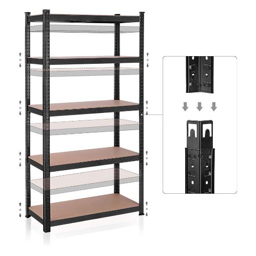 Εικόνα της Songmics Ραφιέρα Dexion με 5 Ράφια 200 x 100 x 50 cm Black/Brown GLR050B01