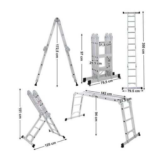 Εικόνα της Songmics Πολυμορφική Σκάλα 350cm GLT36M