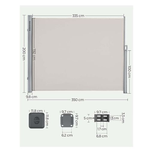 Εικόνα της Songmics Πλευρική Tέντα 200 x 350 cm 280gr/m² Beige GSA205E