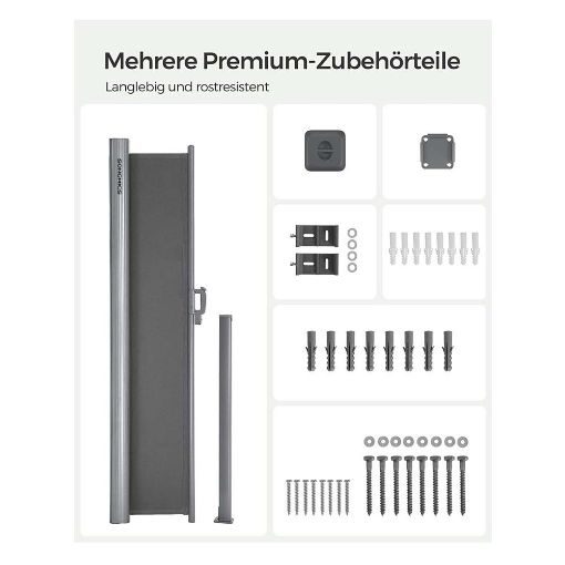 Εικόνα της Songmics Διπλή Πλευρική Tέντα 160 x 600 cm 280 g/m² Grey GSA320G