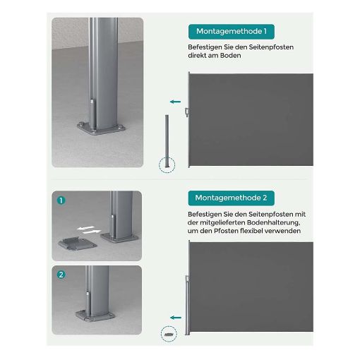 Εικόνα της Songmics Διπλή Πλευρική Tέντα 160 x 600 cm 280 g/m² Grey GSA320G