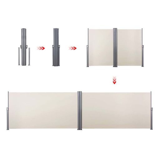 Εικόνα της Songmics Διπλή Πλευρική Tέντα 200 x 600 cm 280 g/m² Beige GSA400E