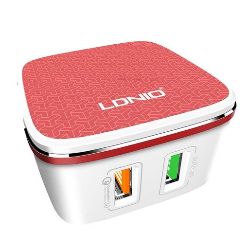 Εικόνα της Φορτιστής Ldnio A2405Q Dual USB-A με Καλώδιο Lightning QC3.0 Orange/White