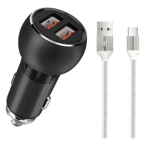 Εικόνα της Φορτιστής Αυτοκινήτου Ldnio C503Q Dual USB-A με Καλώδιο Type-C QC3.0 Grey