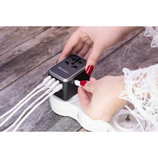 Εικόνα της Universal Travel Adapter Verbatim 2xUSB-C & 3xUSB  Black UTA-04 49546