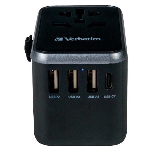 Εικόνα της Universal Travel Adapter Verbatim 2xUSB-C & 3xUSB  Black UTA-04 49546