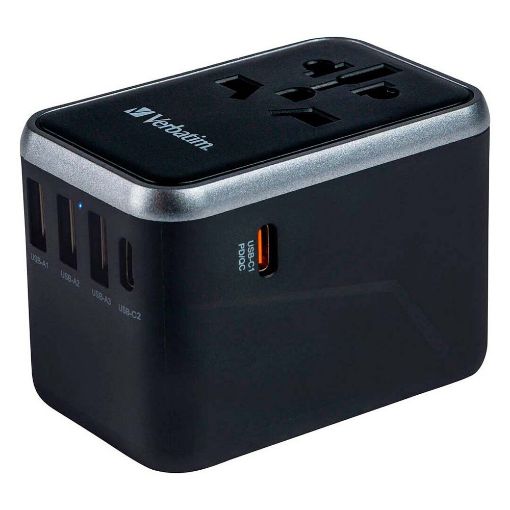 Εικόνα της Universal Travel Adapter Verbatim 2xUSB-C & 3xUSB  Black UTA-04 49546