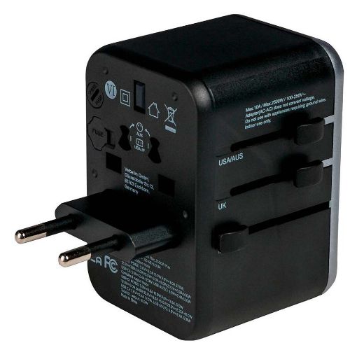 Εικόνα της Universal Travel Adapter Verbatim 2xUSB-C & 3xUSB  Black UTA-04 49546