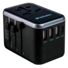 Εικόνα της Universal Travel Adapter Verbatim 2xUSB-C & 3xUSB  Black UTA-04 49546