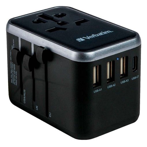 Εικόνα της Universal Travel Adapter Verbatim 2xUSB-C & 3xUSB  Black UTA-04 49546