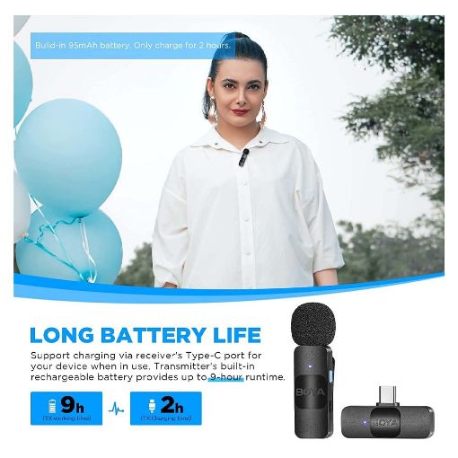 Εικόνα της Boya BY-V10 Wireless Lavalier Microphone USB-C Black