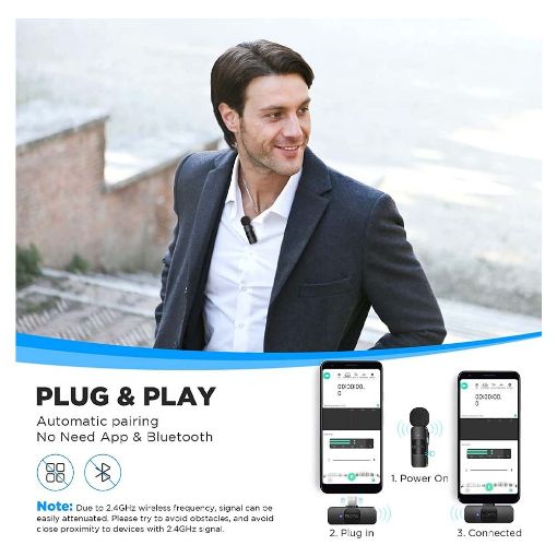 Εικόνα της Boya BY-V10 Wireless Lavalier Microphone USB-C Black