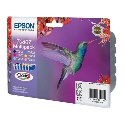 Εικόνα της Πακέτο 6 Μελανιών Epson T0807 Black, Cyan, Magenta, Yellow, Light Cyan & Light Magenta C13T080740