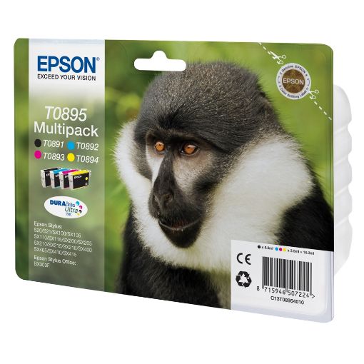 Εικόνα της Πακέτο 4 Μελανιών Epson T0895 Black, Cyan, Magenta και Yellow C13T08954010