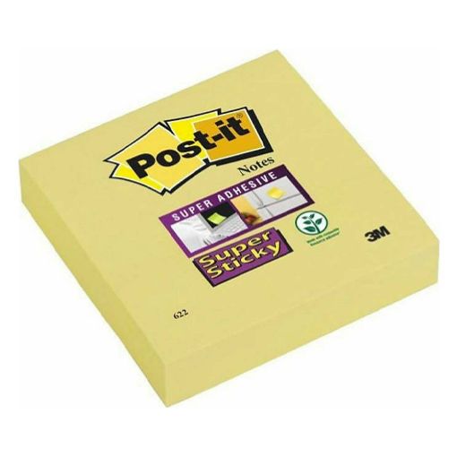 Εικόνα της Αυτοκόλλητα Χαρτάκια 3M Post-it Super Sticky 90 Φύλλα 76 x 76 mm Yellow 654-S