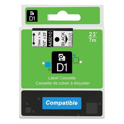 Εικόνα της Ετικέτες Dymo D1 Standard 12mm x 7m Black On Clear 45010 S0720500