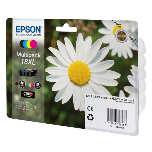 Εικόνα της Πακέτο 4 Μελανιών Epson T181640 Black, Cyan, Magenta, Yellow C13T18164010