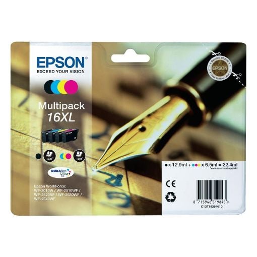 Εικόνα της Πακέτο 4 Μελανιών Epson T1636 Black, Cyan, Magenta και Yellow HC C13T16364010