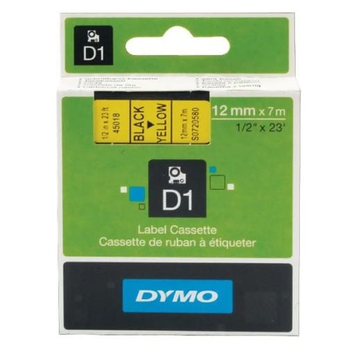 Εικόνα της Ετικέτες Dymo D1 Standard 12mm x 7m Black On Yellow 45018 S0720580