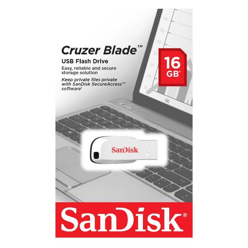 Εικόνα της SanDisk Cruzer Blade 16GB White SDCZ50C-016G-B35W