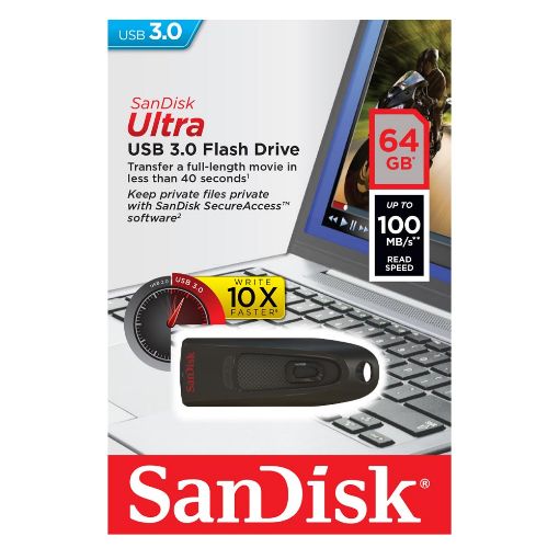 Εικόνα της SanDisk Ultra USB 3.0 64GB Black SDCZ48-064G-U46