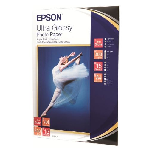 Εικόνα της Φωτογραφικό Χαρτί Epson A4 Ultra Glossy 300g/m² 15 Φύλλα C13S041927