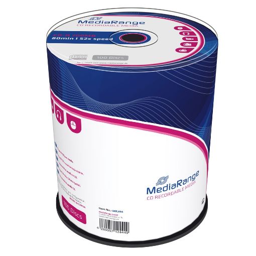 Εικόνα της CD-R 700MB 80' 52x MediaRange Cake Box 100 Τεμ MR204