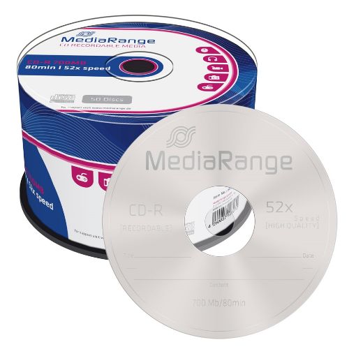 Εικόνα της CD-R 700MB 80' 52x MediaRange Cake Box 50 Τεμ MR207